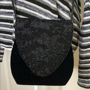 Black velvet evening bag
